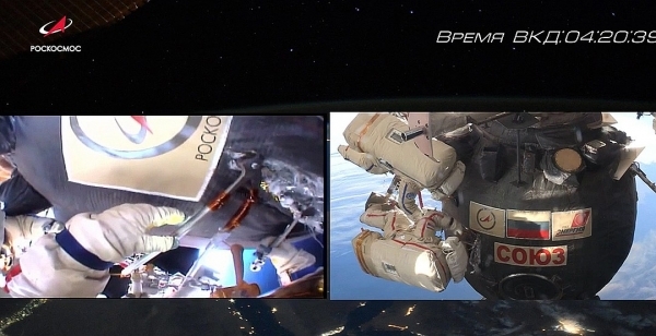국제우주정거장 체류 우주인의 우주 유영 모습